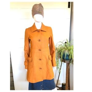 Tulle Wool Blend Trench Coat Small Orange